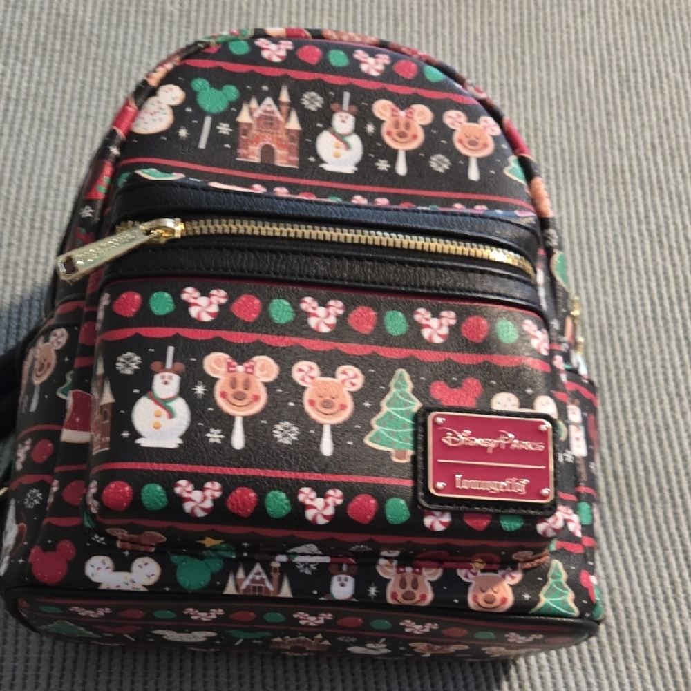 Loungefly Holiday Black and Red Mini Backpack